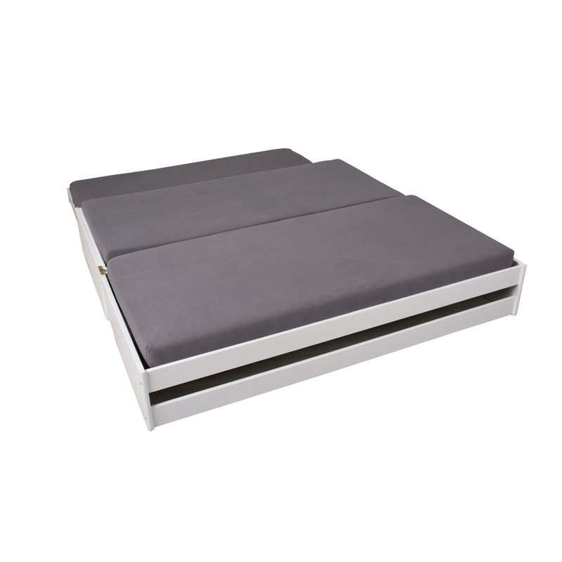 Lotar Kids Standard Bed with Trundle, 90 x 200cm, White