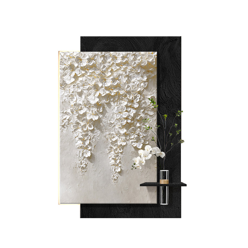 White, Black Rectangular Sandstone Wall art, 27.56” H x 19.69” W