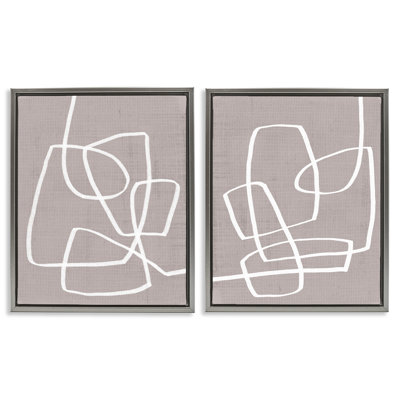 Ensemble de 2 toiles flottantes encadrées Minimal Abstract Busy Line par June Erica Vess