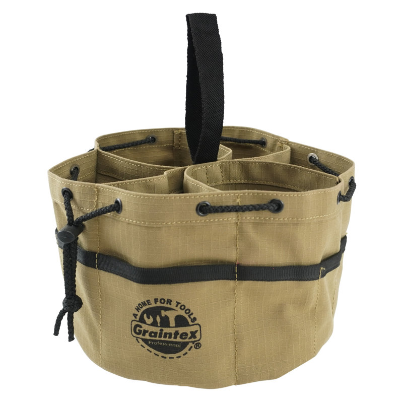 Khaki Canvas 10" Tool Grab Bag with Drawstring Closure