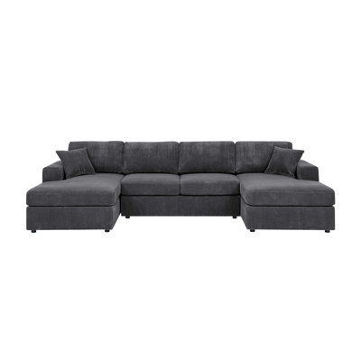 Corduroy Double-Chaise Sectional Sofa by Everly Quinn