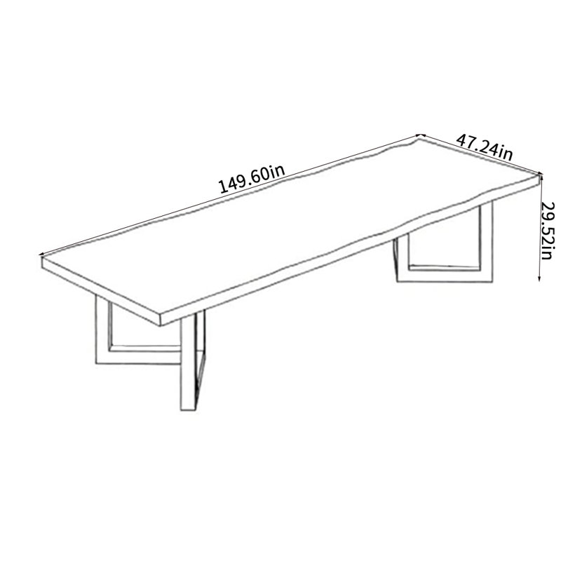 Table de conférence simple en bois massif haut de gamme, H 29,52 po x L 149,6 po x l 47,24 po