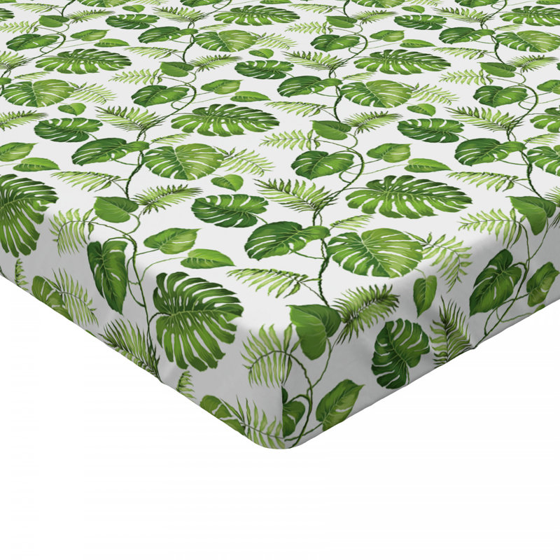 Microfiber Floral Fitted Sheet, Full Fitted Sheet, Green Floral
