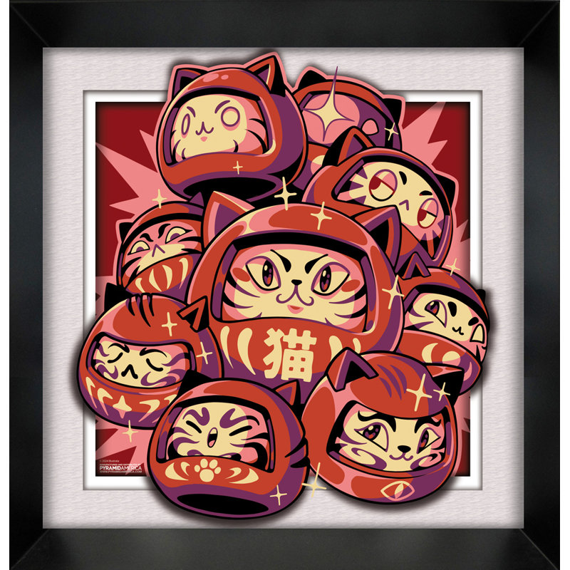 Ilustrata - Darumacats, affiche encadrée en faux plexi 12 x 12