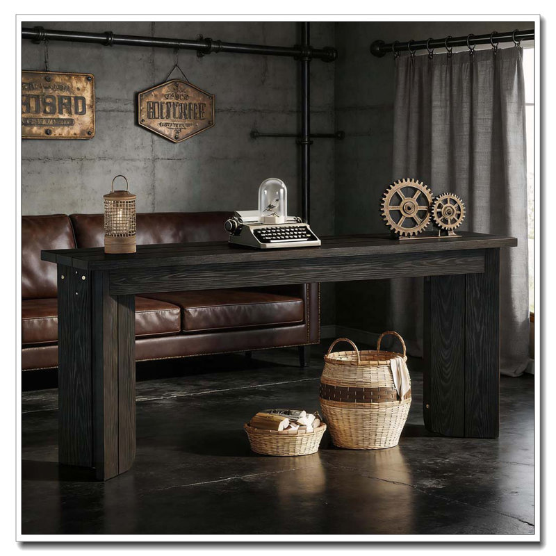 Console en bois avec base stable en forme de V
