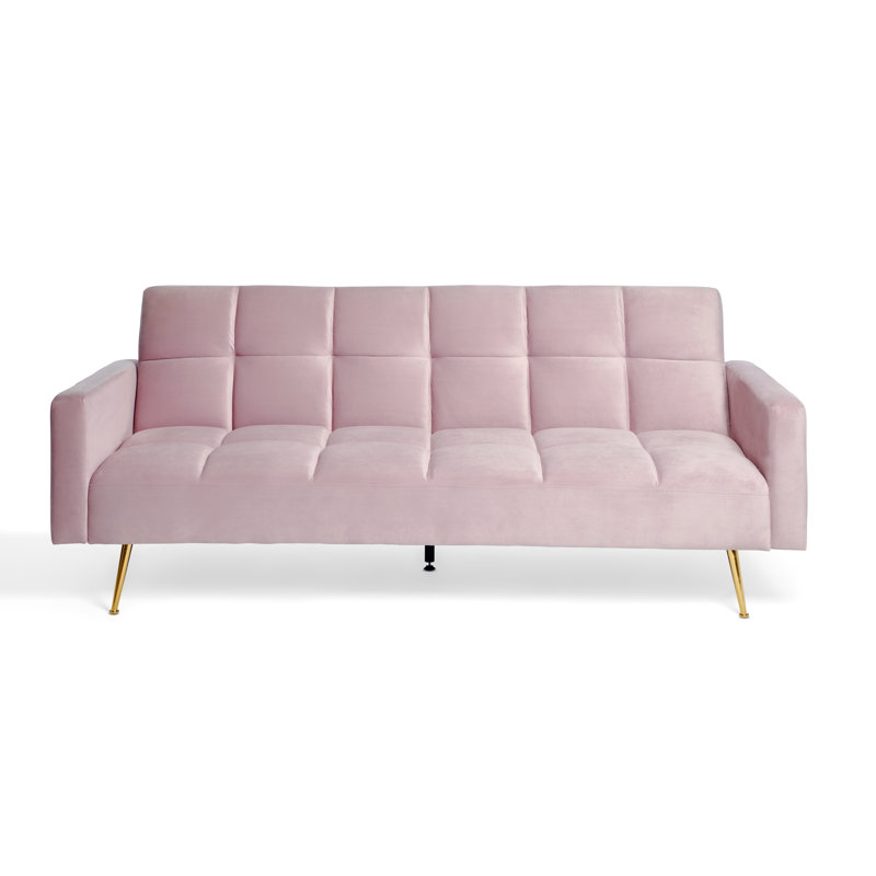 Shiflet 213Cm Velvet Square Arm Sofa, Rose