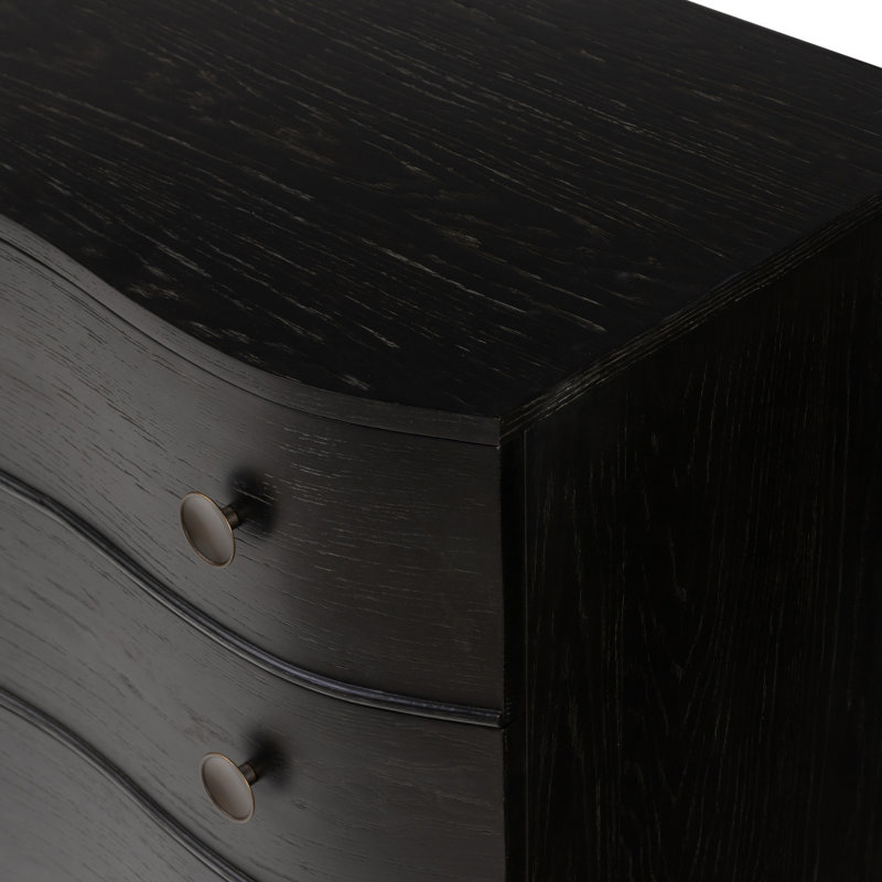 Tiago 3 - Drawer Solid Wood Nightstand, Distressed Black