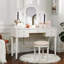Ensemble de coiffeuse en miroir avec lumière DEL, ensemble de table de coiffeuse blanche pour chambre à coucher / salle de maquillage, bureau de travail, ensemble de meubles, maquillage de coiffeuse