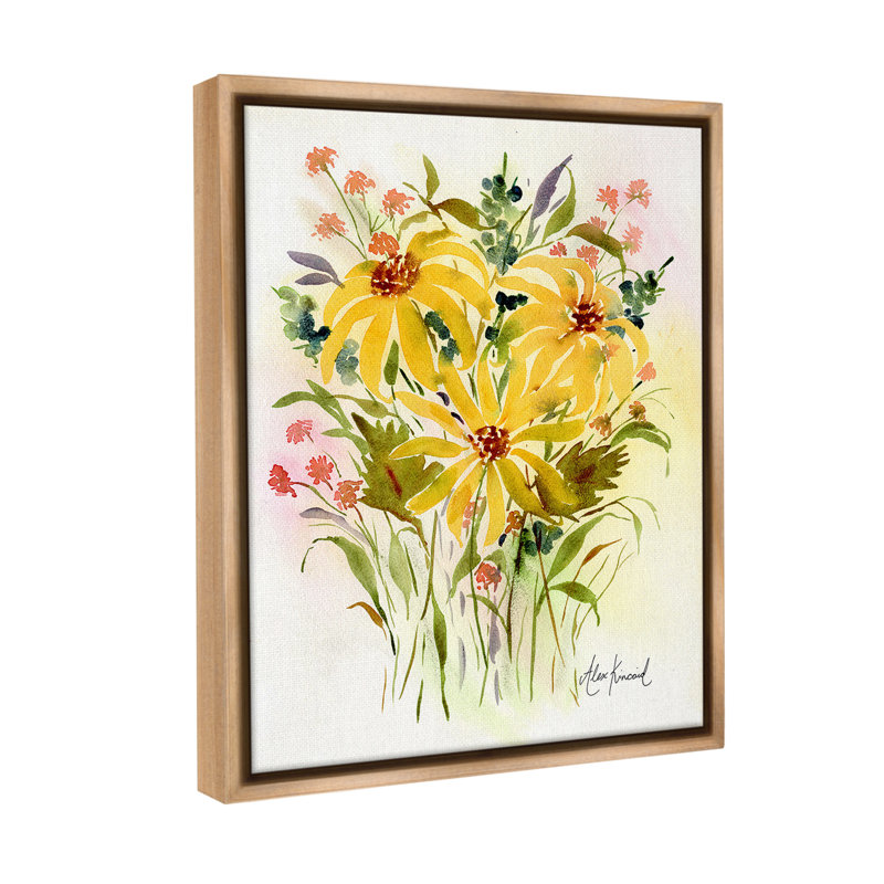 «Abstract Daisy Bunches Floater Frame» par Alexandria Gilbert Kincaid sur toile, Cadre flottant orme Montalcino