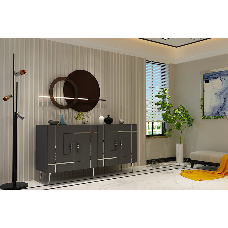 Olivia 150cm Console Table, Grey/Silver