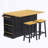 Kitchen Island with 2 Bar Stools, Power Outlet,Door Internal Storage Rack-869646623