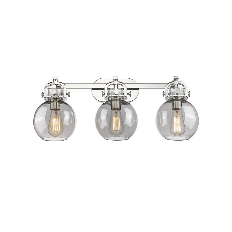 Éclairage pour meuble-lavabo mural 3 lumières 7 po Skippack, Fumée, Nickel poli