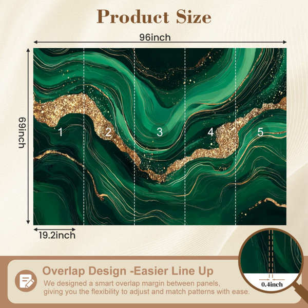 Red Barrel Studio 3D Peel and Stick Wallpaper luxury Green marble gold ...