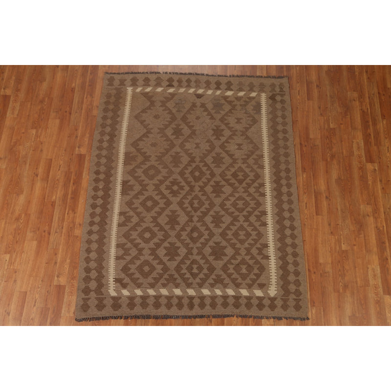 Tapis unique en laine noué à la main 5 pi 2 po x 6 pi 5 po New Age
