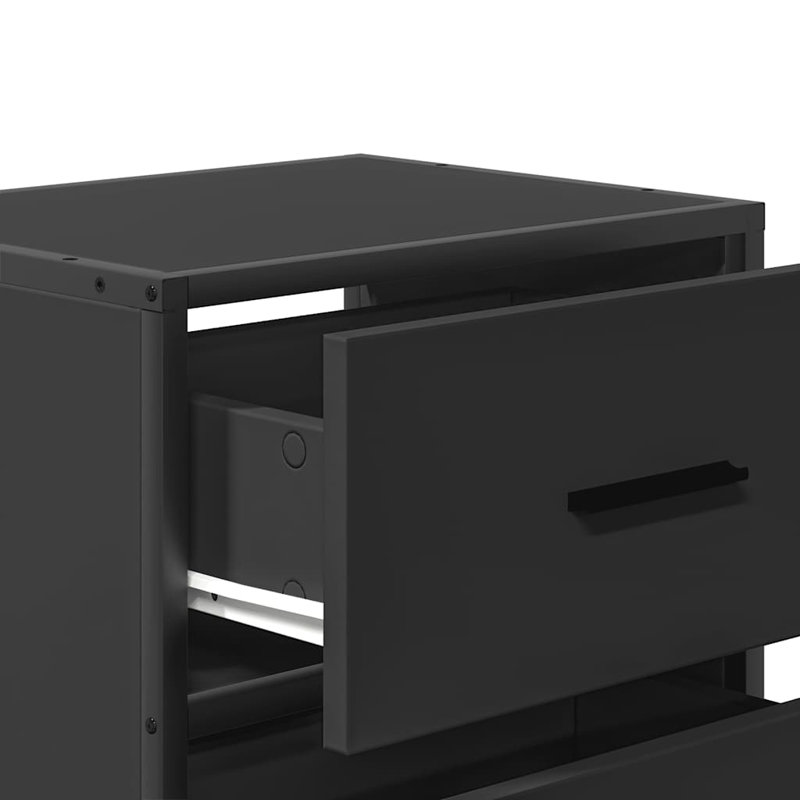 40cm W Metal Bedside Table, Black