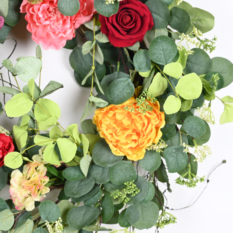 Couronne de pivoines artificielles 24 po 24 po