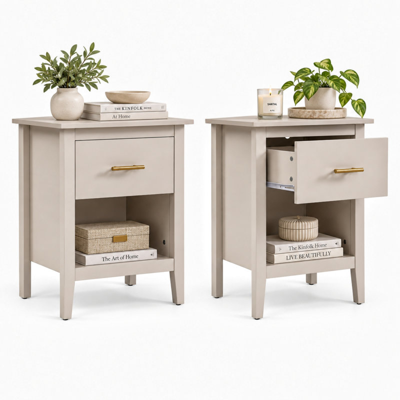 47.5cm W Bedside Table, beige