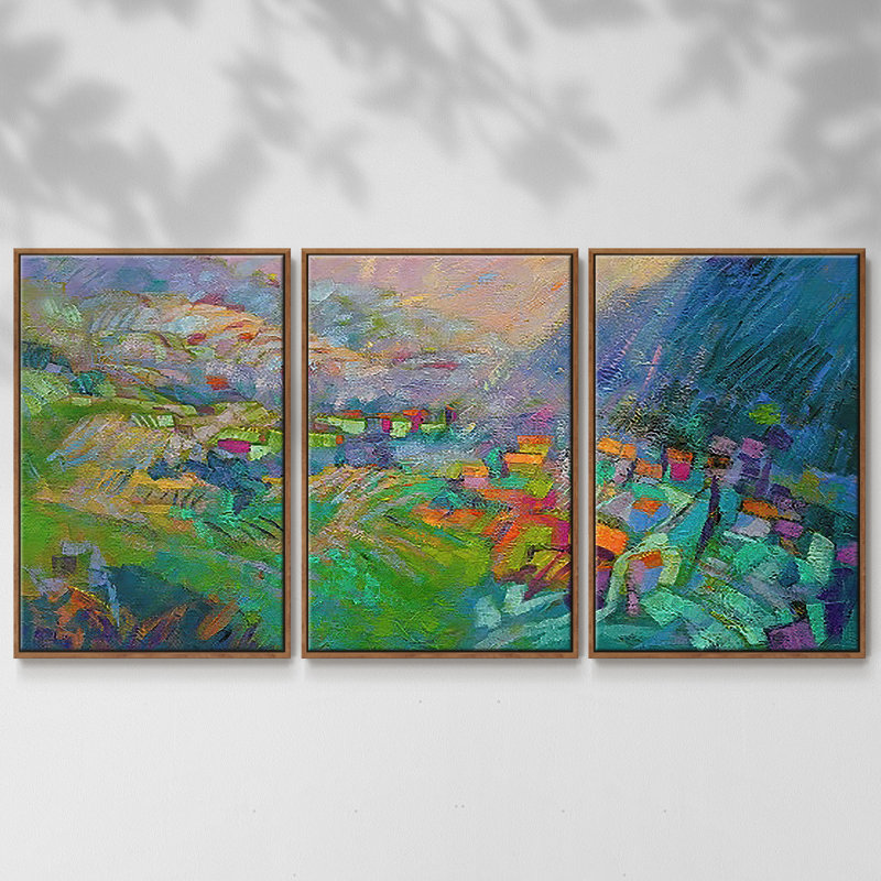 " Embraced " 3 - Pieces, Walnut, 24" H x 48" W x 2" D