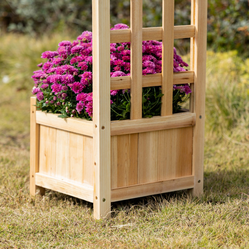 Lit de jardin surélevé en bois avec treillis Outsunny