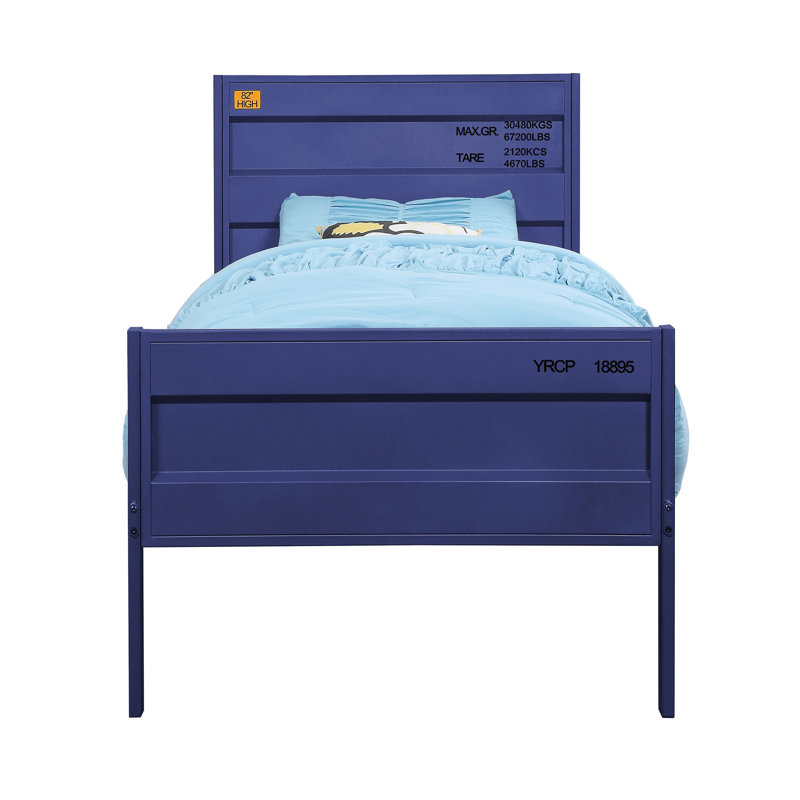 Bed Frame With Headboard, Twin, Blue