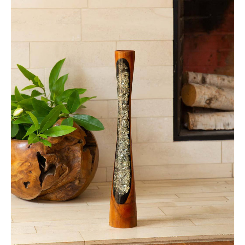 19.75'' H Wood Tabletop Candlestick