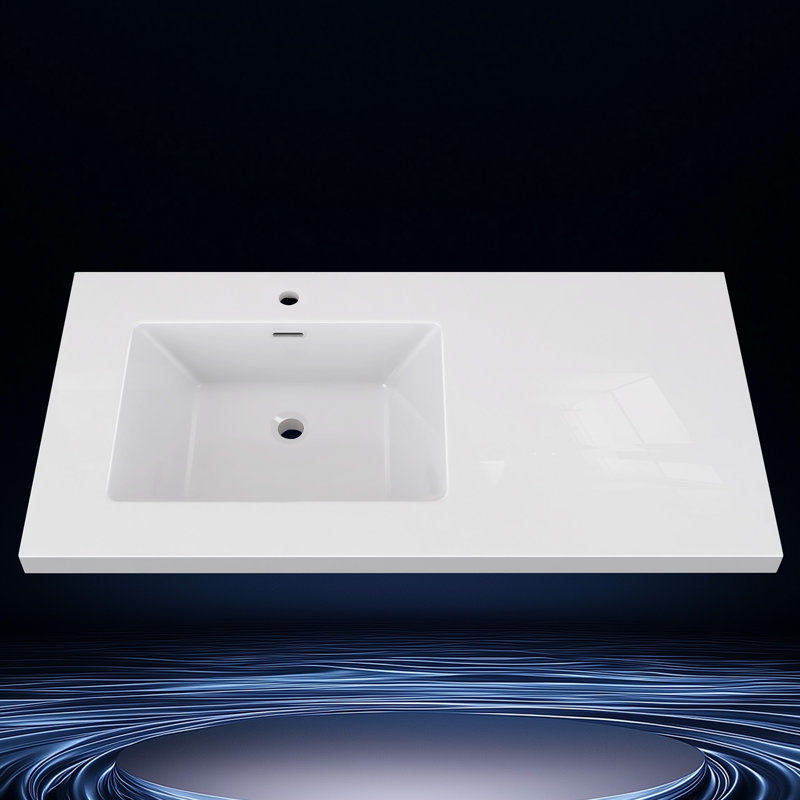 Ter 42 in. W x 22 in. D Solid Surface White Rectangular Single Sink Vanity Top 