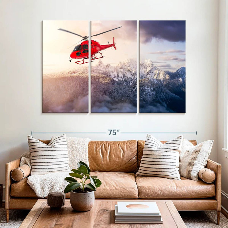 Mehar Flying Red Helicopter, 42" H x 65" W