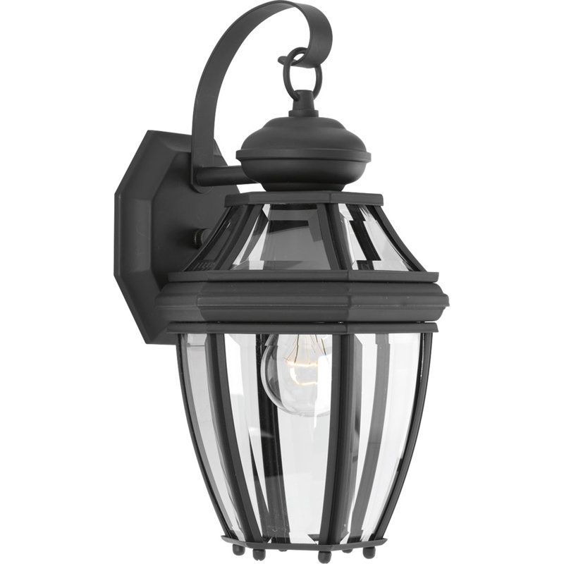 Lanterne murale d'extérieur en verre à 1 ampoule Gula, Noir, H 14,8 po x l 7,6 po x P 7,3 po