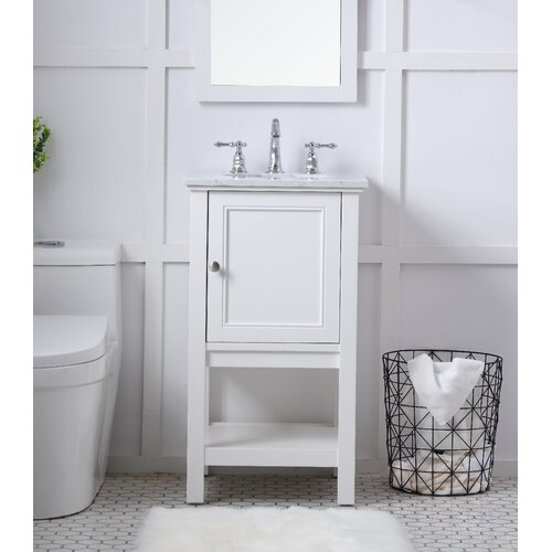 Charlton Home® Davina 19'' Single Bathroom Vanity with Carrara Marble ...