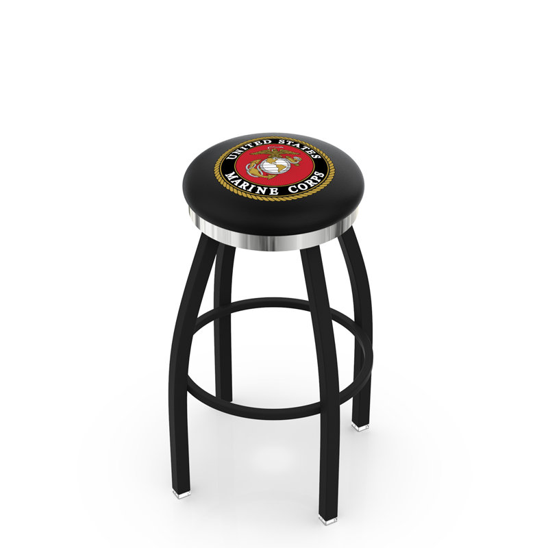 Tabouret tournant 25" avec forces armées américaines, Chrome, Marines
