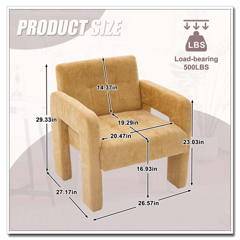 Fauteuil rembourré, Jaune moutarde