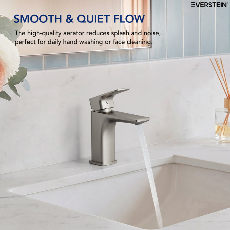Single Hole Bathroom Faucet, Single Handle Bathroom Sink Faucet with Drain Assembly, Brushed Nickel