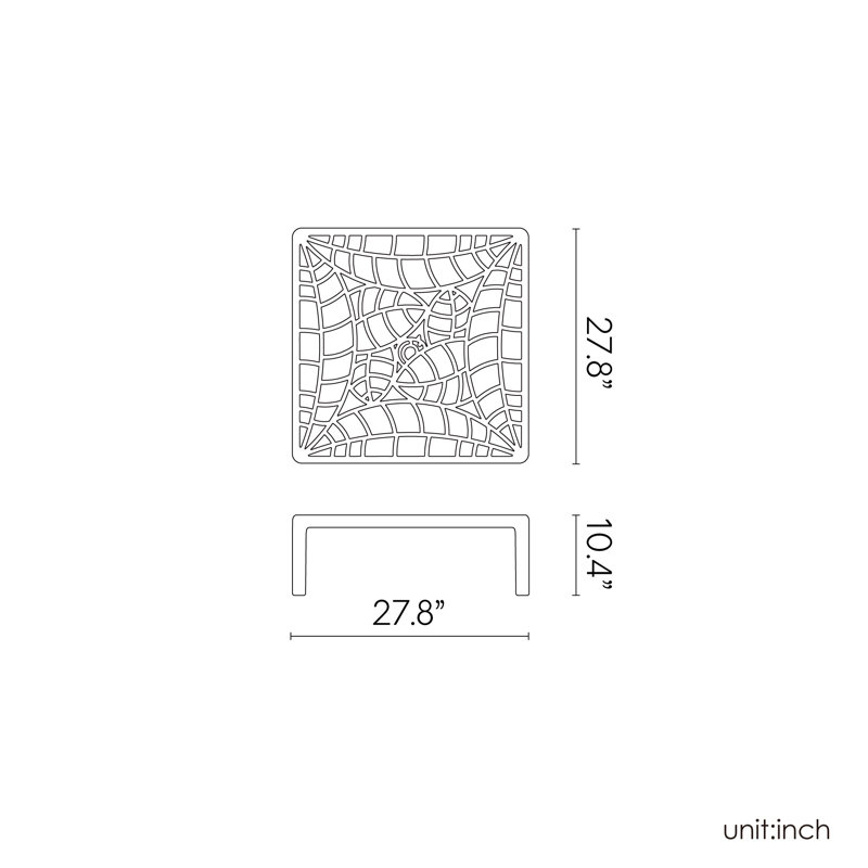 Square Outdoor Coffee Table , 27.8'' in. W 27.8'' in. D, Gray