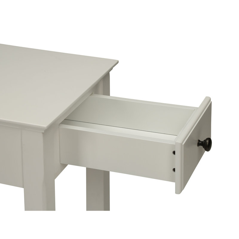 Table d'appoint blanche en bois massif avec tiroirs et compartiments de rangement