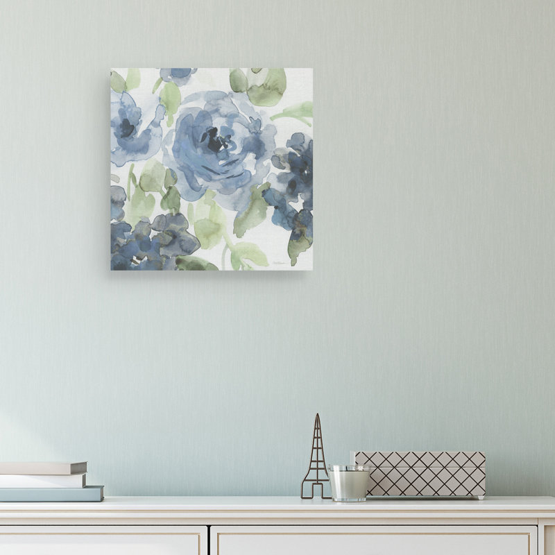 « bells blue ii indigo », reproduction de peinture à l’acrylique sur toile tendue, H 30 po x l 30 po x P 1,5 po