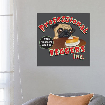 Pug Professional Begger - Wrapped Canvas Print