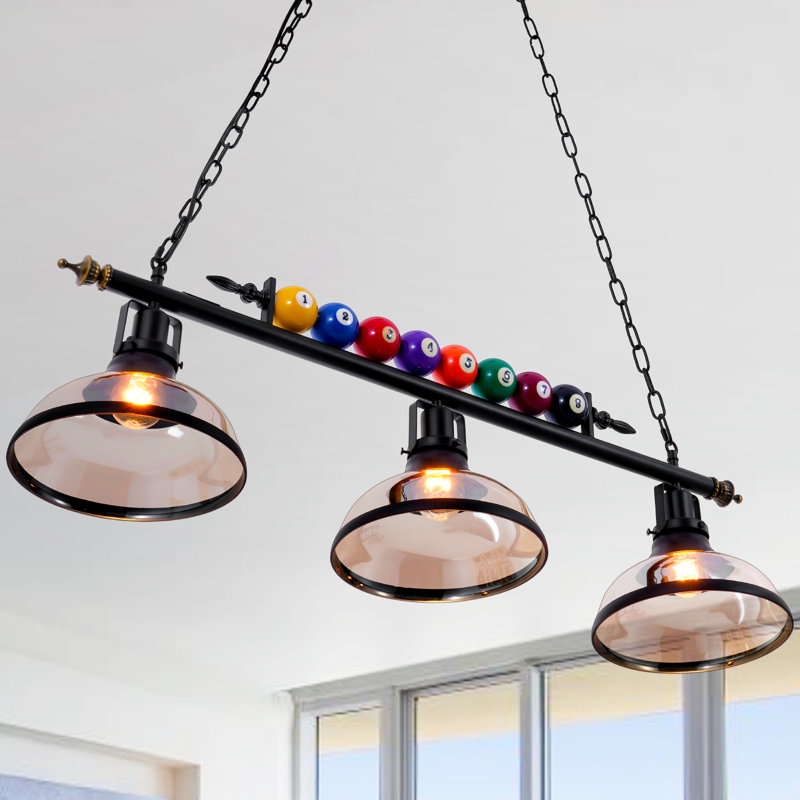 Harriotte 3 - Light Matte Black Pool Table Lights Pendant