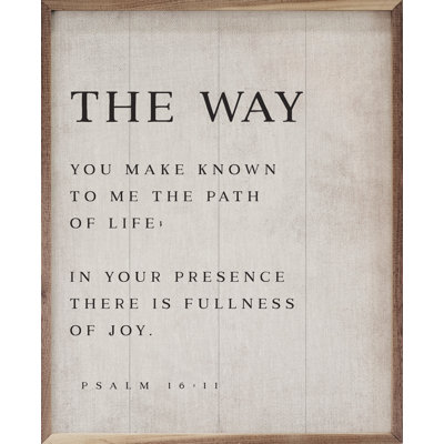 «The Way Psalm 16 11 Whitewash» sur bois
