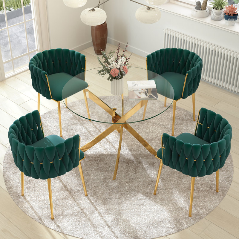 Table de salle à manger Azaryah, H 29,5 po x L 36 po x l 36 po, Vert
