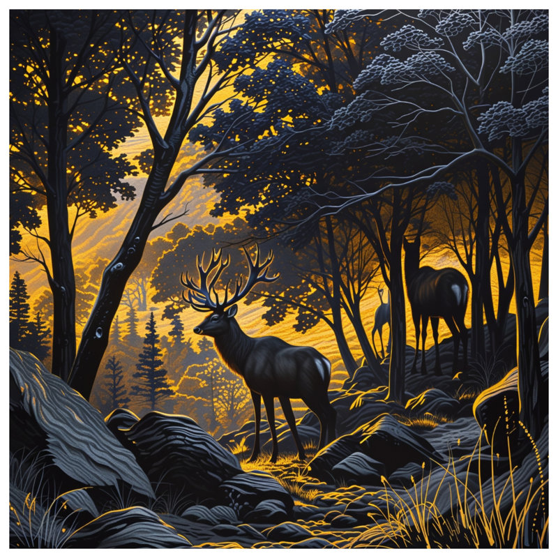 Coussins Majestic Deer In Forest, 14 X 14 pouces