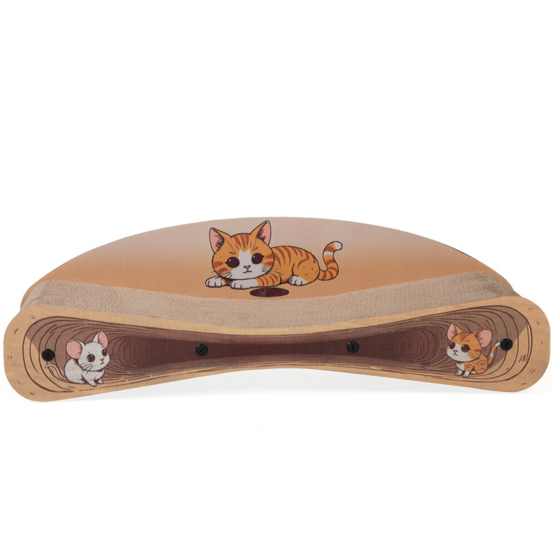 Lit à griffer réversible en carton 2-en-1 et coussin de grattage incurvé durable pour chats d'intérieur
