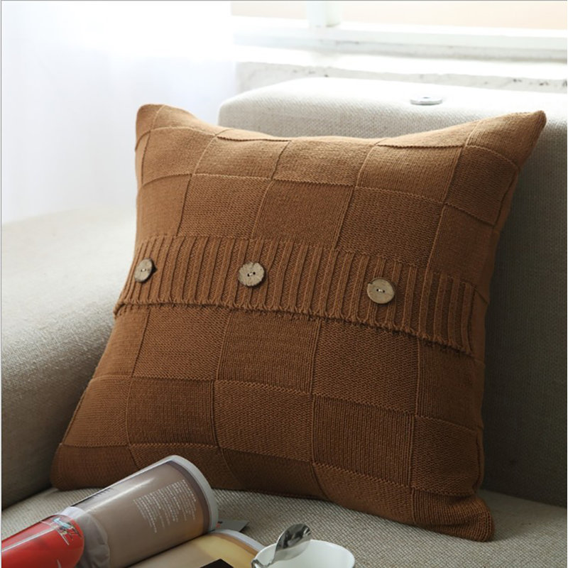 (Housse seulement) Paquet de 1 housse de coussin 100% coton, Marron clair