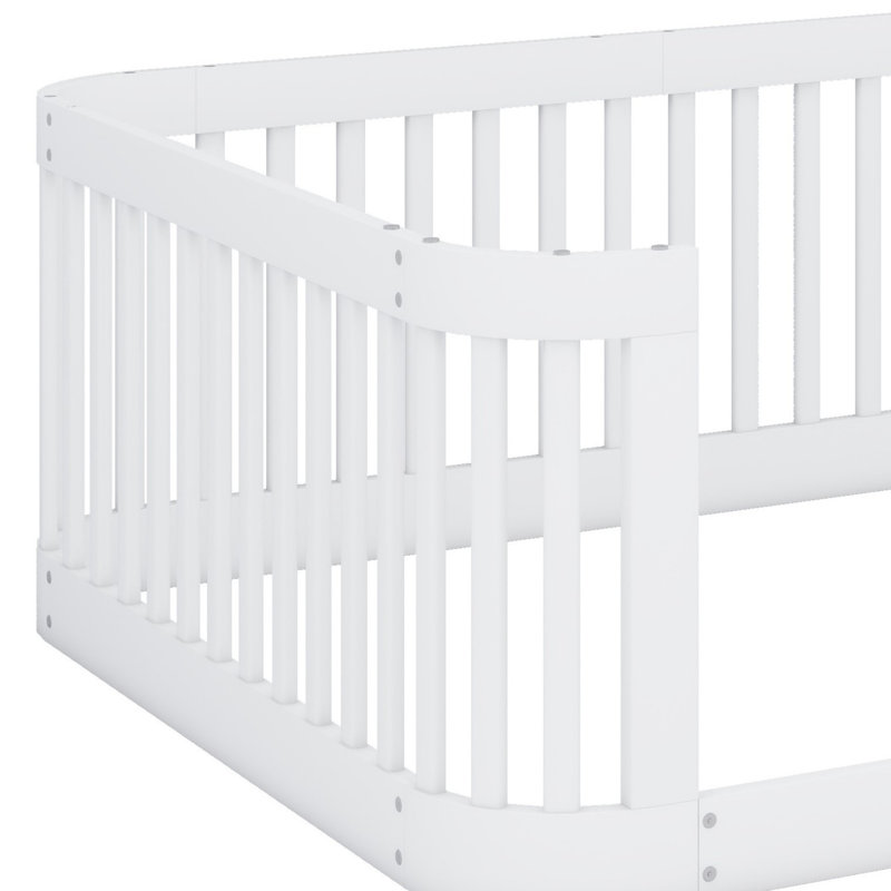 Structure de lit en bois avec clôture, Blanc