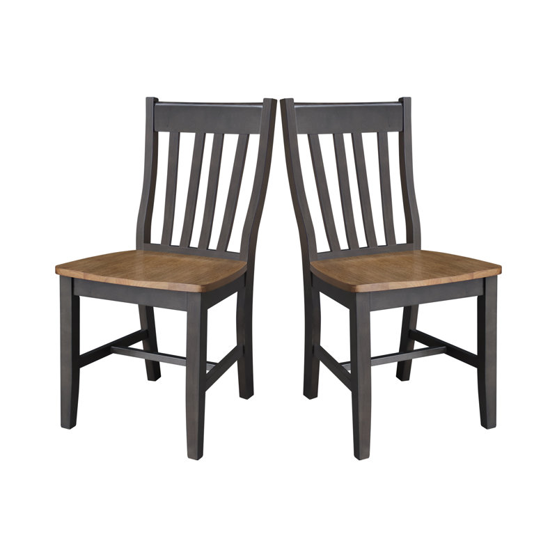 Decovello Traditional Solid Wood Dining Chair, Hickory/Washed Coal.