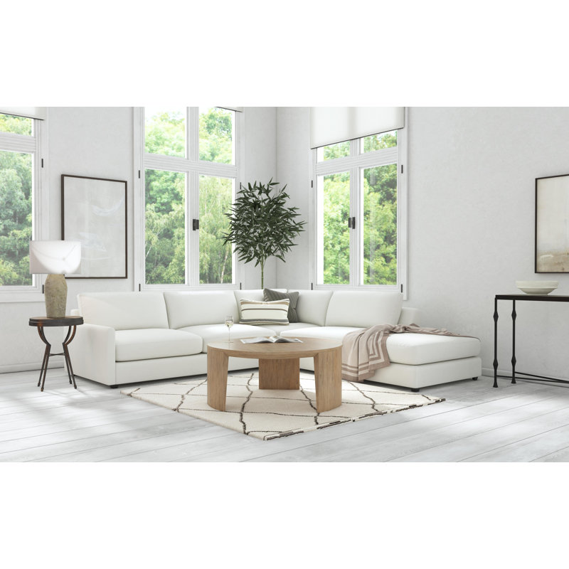 42" Transitional Round Mindi Wood Cocktail Table in Natural Finish