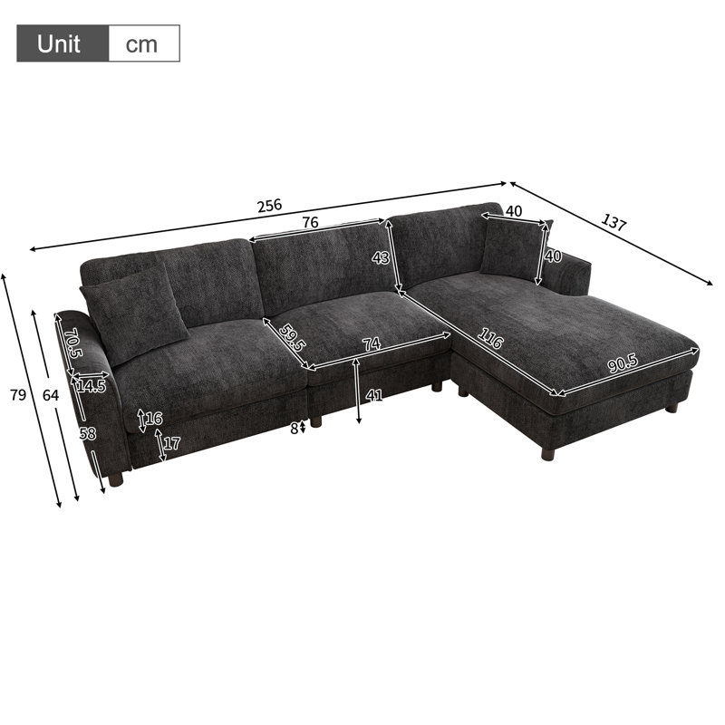 3 Seater Sofa, Gray