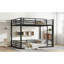 Lit superposé en métal, cadre de lit superposé double au-dessus du plancher complet, lit superposé robuste pour enfants, adolescents, adultes, conception à réduction de bruit, noir-1398858147