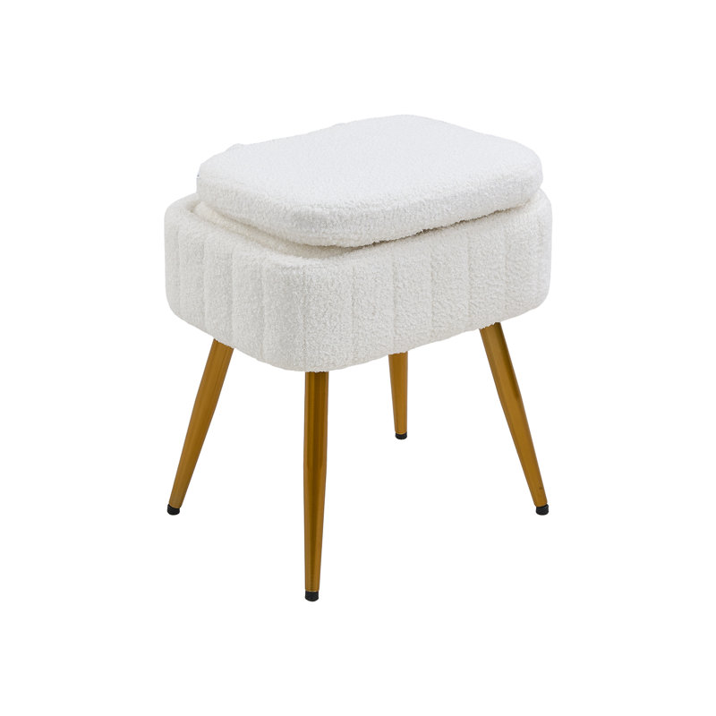 Wood Accent Stool, White