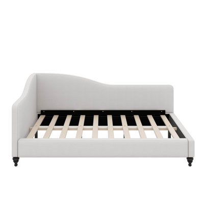 L-Shaped Linen Daybed With Solid Wood Legs