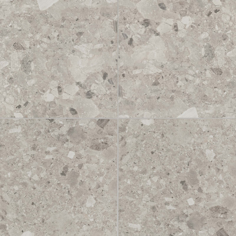 Frammenta 24" x 24" Porcelain Stone Look Wall & Floor Tile, Light Gray